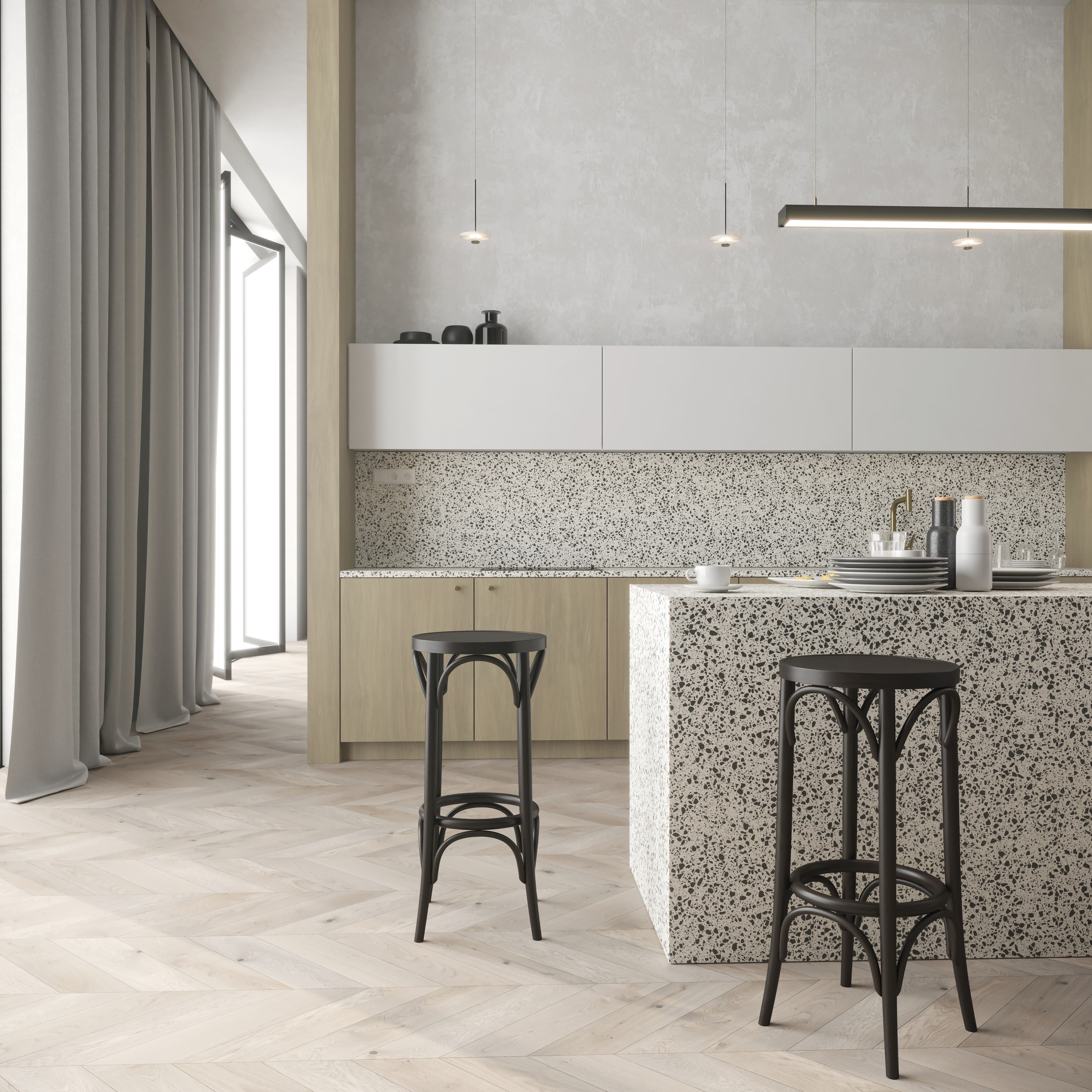 Technistone Taurus Terrazzo White — Kvarts — vaade 4
